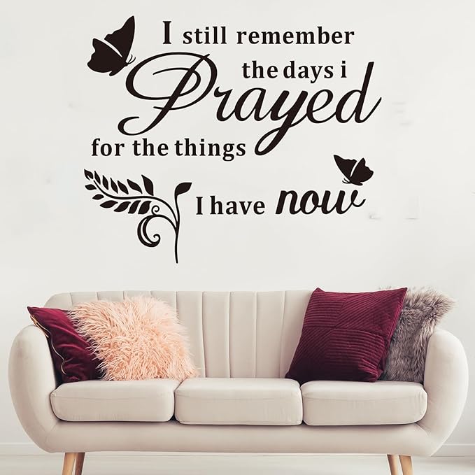 Inspirational Home Quotes Wall Decals: Family Vinyl Art Wall Stickers for Living Room Kitchen - I Still Remember The Days I Prayed 24" X 20"