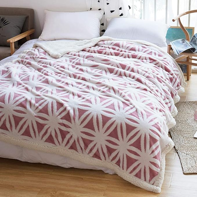 LOMAO Sherpa Fleece Blanket Easter Gifts for Mom Cozy Soft Throw Blanket for Women Men Dual Sided Couch Sofa Bed Blanket (Pink, 71''x80'')