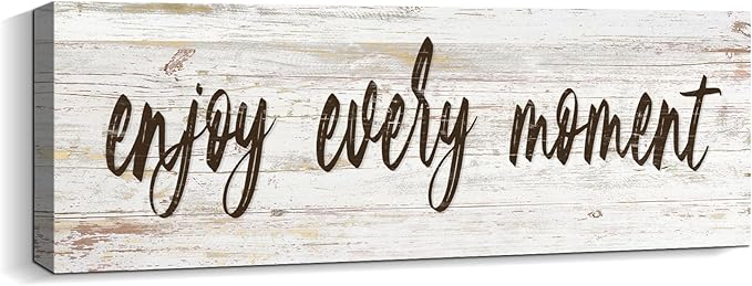 Inspirational Wall Art - Enjoy Every Moment - Sayings Quote Poster Motto Canvas Prints Motivational Home Wall Art Decor Sign 6" x17"