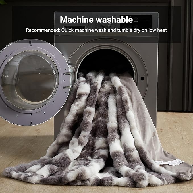 SAPHREAS Faux Fur Throw Blanket for Couch, Fluffy Fuzzy Bubble Blanket for Sofa Bed Living Room, Decor Soft Cozy Gifts for Women Men, 60x80” Tie Dye Grey