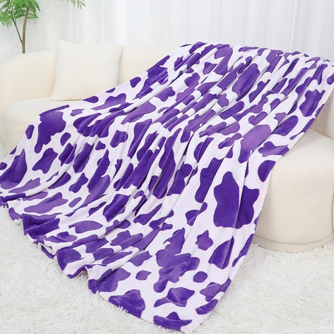 Purple Fleece Blanket Queen/Full Size, Extra Large Cozy Soft Lavender Bed Throw Blankets for Bedroom Livingroom 90x90inch
