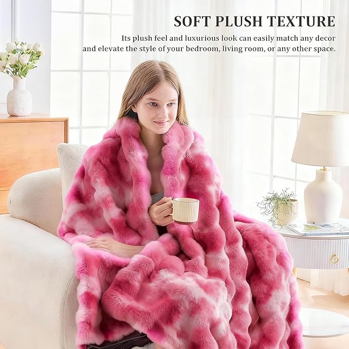 Faux Fur Twin Blanket for Couch, 1000 GSM Cozy Fuzzy Fluffy Soft Plush Thick Bubble Sherpa Blanket for Sofa Bedroom Living Room, Mothers Day Birthday Gifts for Women Home Decor