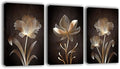 arteWOODS Abstract Wall Art Golden Flowers Canvas Pictures Contemporary Minimalism Abstract Artwork for Bedroom Bathroom Living Room Wall Decor 16" x 24" x 3 Pieces