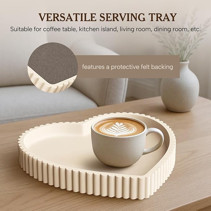 Heart Shape Decorative Tray for Coffee Table Decor, Concrete Tray Home Decor, Bandejas Decorativas, Heart Design Coffee Table Centerpiece