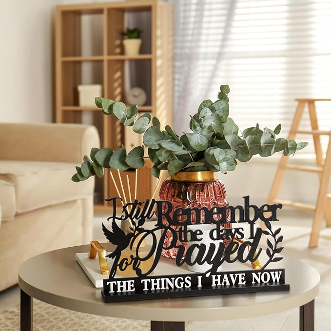 Geetery Inspirational Table Centerpieces Wooden Religious Inspirational Home Decoration Motivational Blessed Table Decor for Home Kitchen Office Faith Christian Gifts Supplies Decor(Prayed)