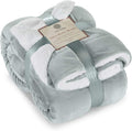 Genteele Sherpa Throw Blanket Super Soft Reversible Ultra Luxurious Plush Blanket, 90 x 90 inches, Sage/White