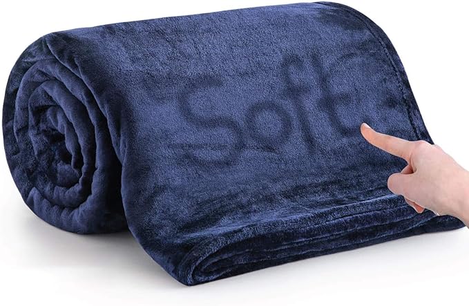 IR Imperial Rooms Fleece Blanket Twin Size 60x80 Inches - Super Soft Fluffy Throw Blanket for Sofa and Bed - Warm and Cozy Lightweight 400 GSM Microfiber Bed Throws Blankets (Twin, Navy)