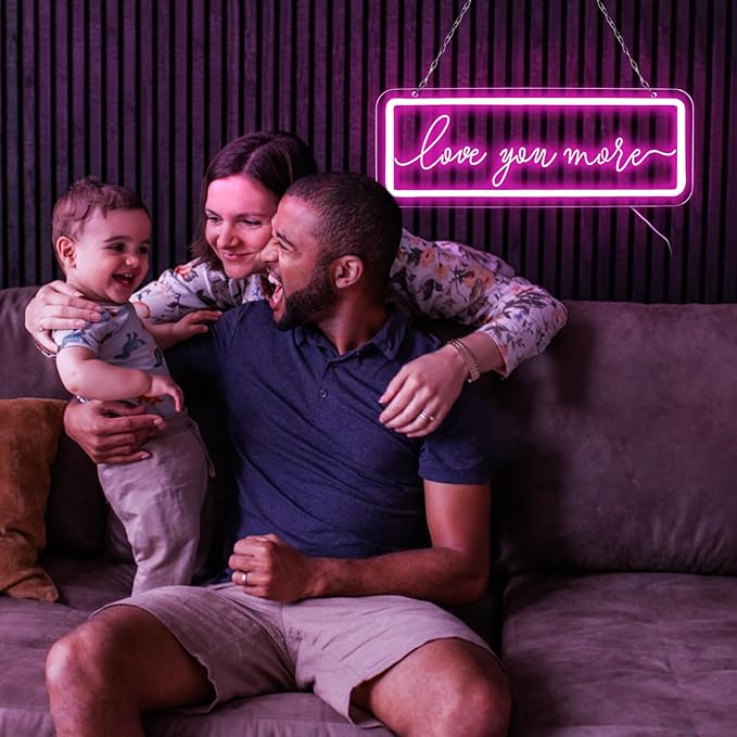 Love You More Neon Sign，LED Neon Lights For Wall Decor，Love Light Up Night Light For Bedroom Wedding Birthday Party Decoration Couple Lovers Valentine's Day Gift