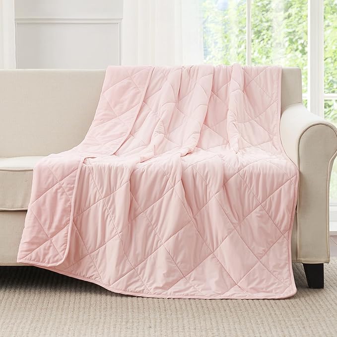 Cozy Bliss Cooling Throw Blanket for Hot Sleepers 50"x70", Q-Max 0.45 Cooling Comfort, Cold Blankets for Night Sweats Sleeping, Ultra-Cool Lightweight Breathable Summer Blanket for Couch Bed, Pink
