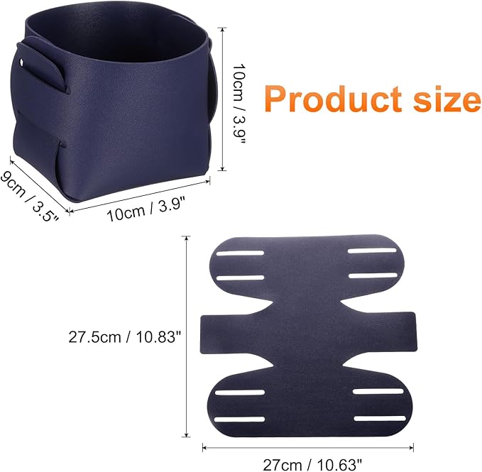 uxcell Valet Tray Organizer, PU Leather Desktop Storage Organizer Box Tray Entryway Table Bedside Nightstand Catchall Vanity Tray for Jewelry Key Coin Watch Wallet (Dark Blue)