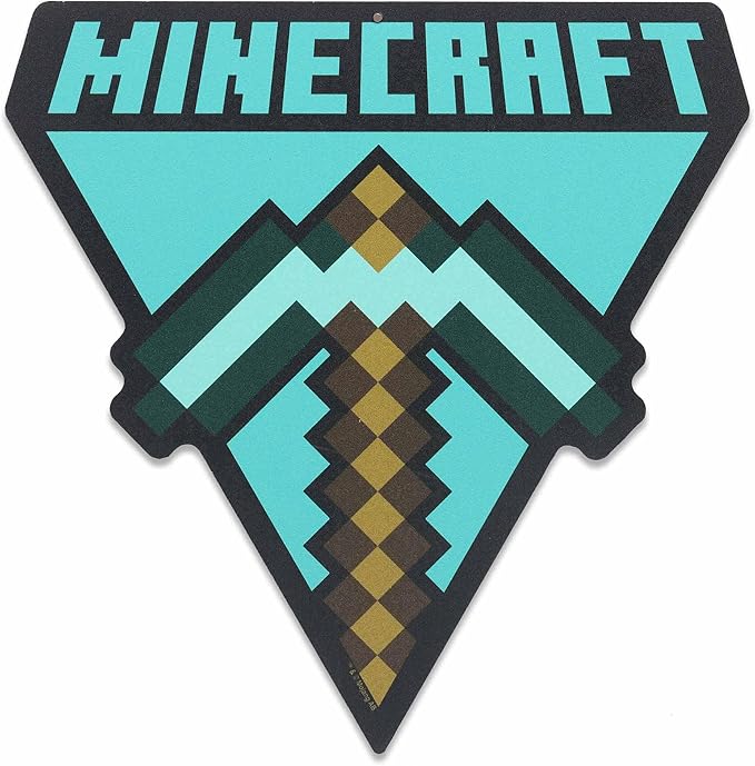 Open Road Brands Minecraft Pickaxe Metal Wall Art - Fun Minecraft Sign for Game Room or Bedroom
