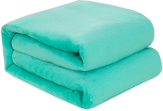 Elegant Comfort Luxury Velvety Feel Blanket, All-Season Lightweight Blanket, Ultra Plush, Soft, Cozy-Fuzzy Flannel Fleece for Couch, Sofa, Bed, Travel, Solid Design, Full/Queen, Tiffany