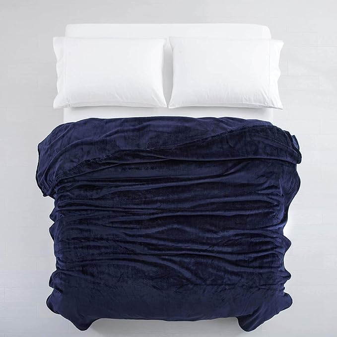 MOONLIGHT20015 Silk Touch Warm Fleece Blankets - 400 GSM Teal Throws for Sofa Fluffy Blanket Bed Throw for Bedroom, Couch, Travel, Kids, Bedroom Accessories (Navy, King)