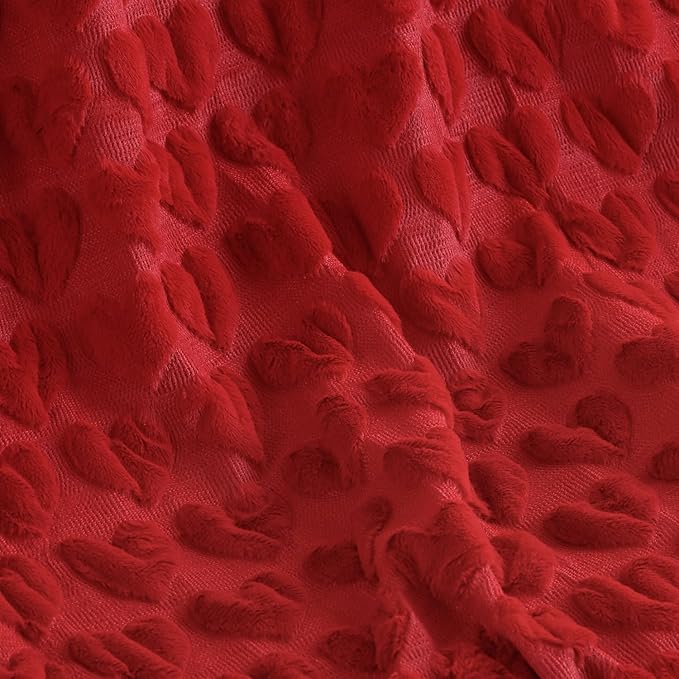 Horaldaily Valentine Blanket Throw, Red Love Heart Soft Fuzzy Plush Faux Fur Cozy Blankets for Couch Sofa Bed Lounging, Ideal Gifts for Kids Adults Wife Self, 60x80