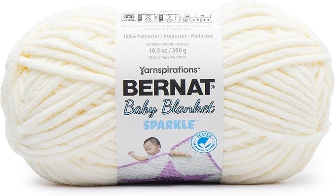 Bernat Baby Blanket Sparkle Moonlight Yarn - 1 Pack of 10.5oz/300g - Polyester - #6 Super Bulky - 220 Yards - Knitting & Crochet
