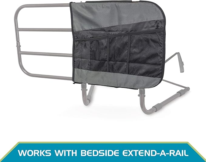 Able Life 4-Pocket Bed Rail Organizer Pouch, Hanging Bedside Caddy with Mesh Pockets for Easy Access Storage, Bedrail Accessory Bag, Compatible with the Able-Life Bedside Extend-A-Rail