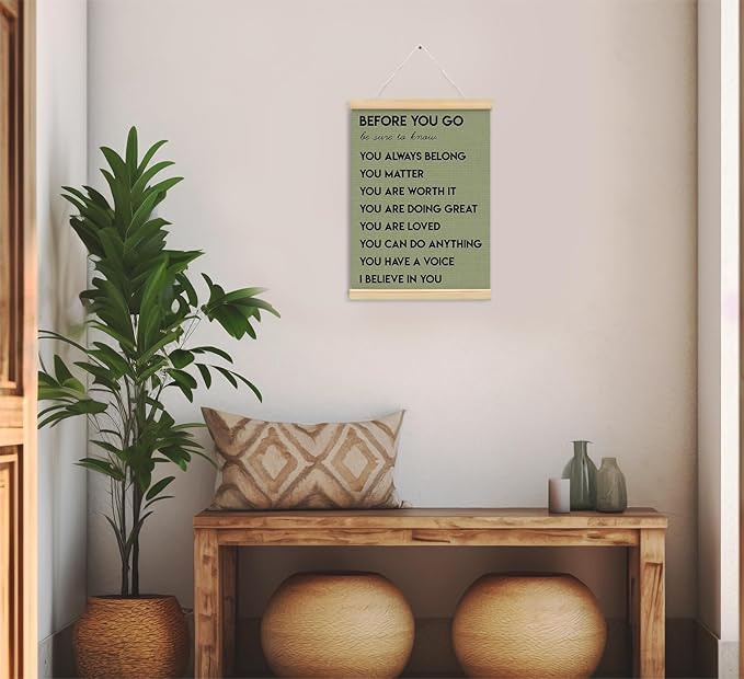 Mental Health Positive Inspirational Wall Art Decor, Therapist Office Signs Wall Art Decor For Office Kids Teen Girls Room Bedroom Playroom Wall Decor Wood Posters Framed（olive green）