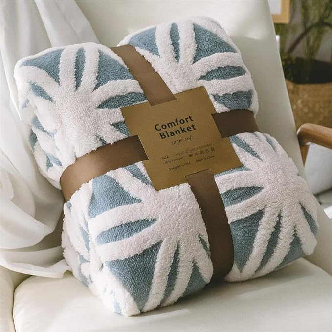 LOMAO Sherpa Fleece Blanket Easter Gifts for Mom Cozy Soft Throw Blanket for Women Men Dual Sided Couch Sofa Bed Blanket (Light Blue,51x63 inch)