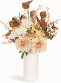 Artificial Fall Flowers Bouquet in Ceramic Vase, Faux Brown Flower Centerpieces for Coffee Table Decorations, Fake Silk Floral Arrangements for Thanksgiving Living Dining Room Bedroom Decor