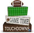 4 Pcs Football Table Decorations Football Wooden Tiered Tray Decor Decorative Sport Centerpiece Faux Book Block Sign for Desk Tabletop Floating Shelf Mantel Fireplace Home Decor