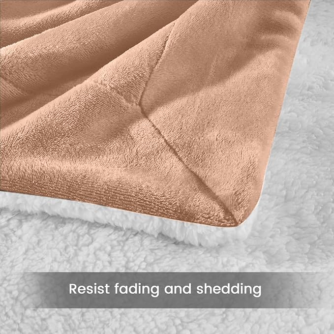MOONLIGHT20015 Sherpa Blankets Queen Size - (Camel, 90X90 Inches) Fuzzy, Soft and Wool/Fleece Blanket for Bed, Fluffy Blankets for Winter, Camping and Travel