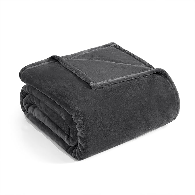 Casa Platino Fleece Blanket King Size – 300 GSM Charcoal Grey Fleece Throw for Bed or Couch – Soft Cozy Warm Holiday Bed Blanket for Winter, Fuzzy Plush Elegant Gifts for Men & Women - 108x90 Inch