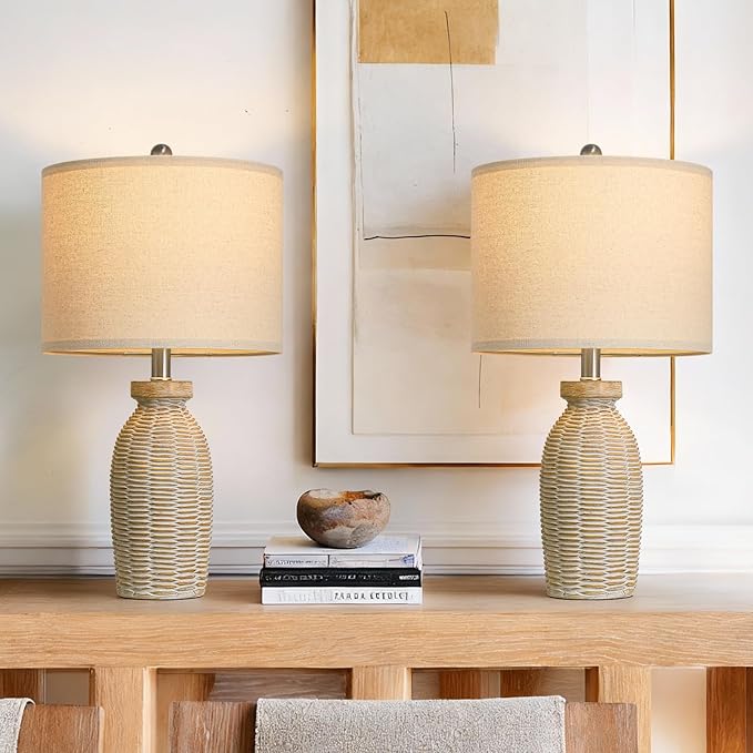 22.75" Table Lamps for Living Room Small Lamps for Bedroom Bedside Lamps Set of 2 Boho Lamps for Night Stands Nightstand Lamp Farmhouse Vintage Rustic Modern Side End Table Lamp Light Home Deco Gifts