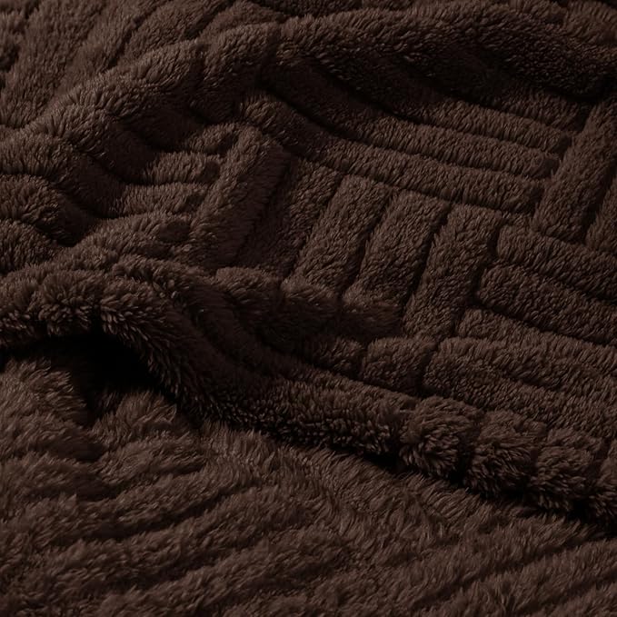 Whale Flotilla Lightweight Fleece Twin Size Blanket for Bed, Fuzzy Soft Blankets with Decorative Jacquard Pattern for All Season, Warm and Fluffy, 60x80 Inch, Coffee