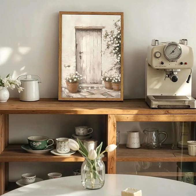 Framed Vintage Italian Wall Art Set of 3, Rustic Neutral Olive Tree Pictures Wall Decor, Mediterranean Farmhouse Landscape Paintings Canvas Prints Country Home Decor for Living Room Bedroom 12x16 inch