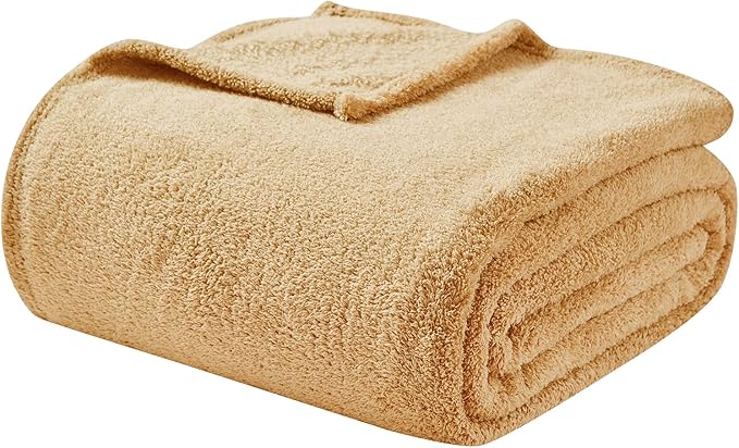 EMME Fluffy Soft Blanket Queen Size - 80"*90" Beige Soft Fluffy Warm Bed Blankets Bed, Camping, Picnic, Travel Lightweight Blanket