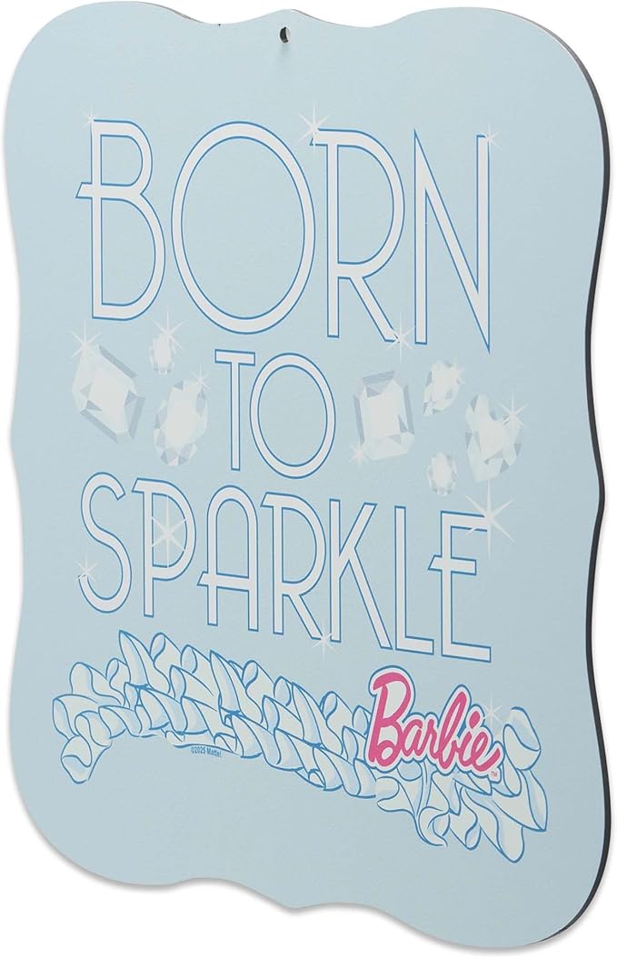 Mattel Barbie Born to Sparkle Metal Wall Decor - Fun Barbie Sign for Bedroom or Play Room