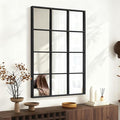 Black Wall Mirror, Rectangle Metal Framed Mirror Modern Art Decorative Mirrors for Living Room Bedroom Entryway 20x28 Inch Decor