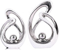 Home Decor Accent,Porcelain Art Mid Century Bookshelf Decorations,Gold Centerpieces for Tables,Abstract Ceramic Statue Sculpture for Coffee Table Mantel Tv Stand Centerpieces (White Silver, Small)