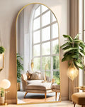 Arched Full Length Mirror, Floor Mirror with Stand, 71"x26" Large Wall Mirror Full Length, Body Floor Mirror, Wall Mounted for Bedroom, Gold