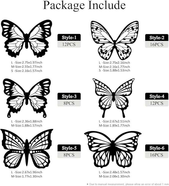 72pcs Black Butterfly Wall Stickers, 3D Butterflies Wall Decorations for Home, Room Bedroom Mural Decorations Removable Sticker