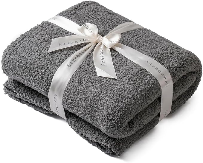 bearberry Super Soft Fluffy Throw Blanket Lightweight Cozy Warm Throw Blankets for Couch Bed Sofa All Season (Dark Grey, 40”x50”)