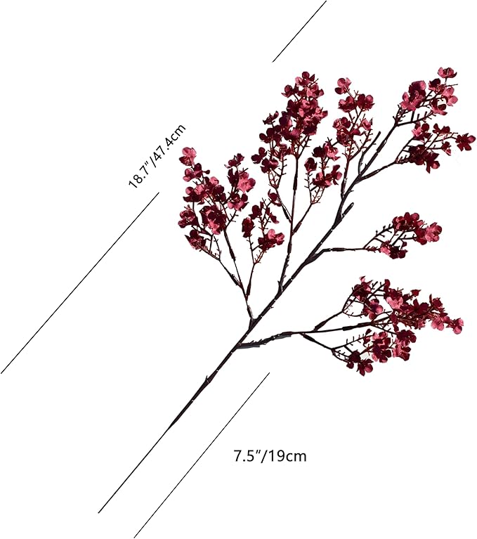 Mandy's Burgundy Artificial Baby’s Breath Flowers 6 Bundles Silk Gypsophila, 18.5 Inch European Style Modern Home Decor Centerpiece, Neutral Wedding Flower Arrangements