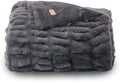 EVERGRACE Luxurious Soft Faux Rabbit Fur Throw Blanket, Cozy Fuzzy Plush Warm Throws for Couch Bed Sofa Chair Decor, Ruched Bubble Fluffy Blanket with Reversible Velvet, 50" x 60", Charcoal Gray