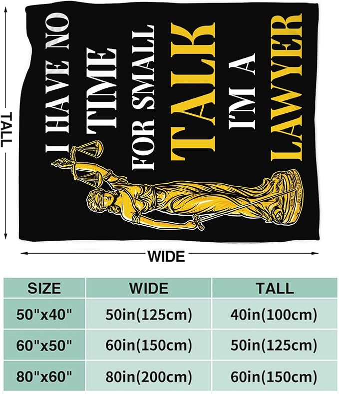 Lawyer Gifts Blanket for Girls Women Boys Men Adults Kids Soft Cozy Fleece Legal Lady Justice Throw Blankets Warm Flannel Plush Lightweight Decor for Couch Bed Sofa 60"X50"