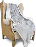 Catalonia Silky Soft Grey Sherpa Throw Blanket, Flannel Chevron Micro Plush Fleece Throws for Couch Sofa TV Bed, Reversible, Comfy, Fuzzy, 50"x60"