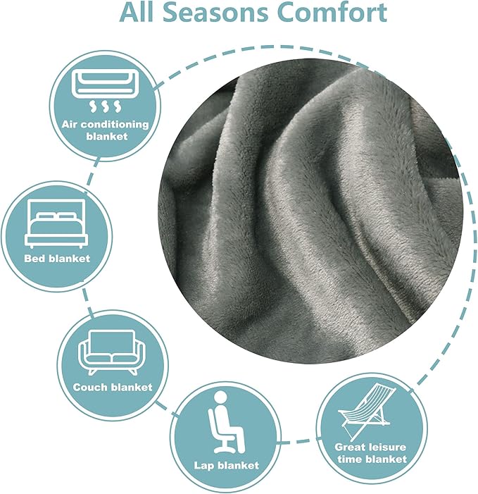 NANPIPER Fleece Blankets, Super Soft Flannel Fuzzy Blanket for Bed Couch, Luxury Cozy Plush Microfiber Blanket-Twin Size,Grey