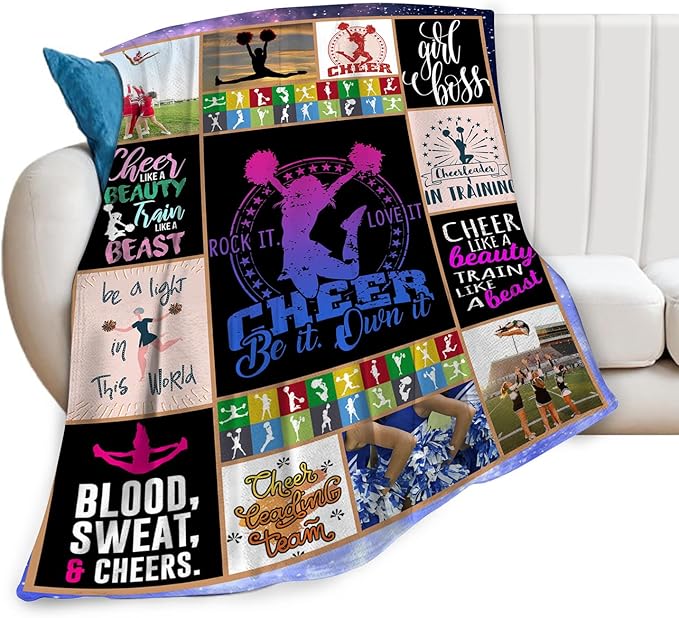 Cheerleader Blanket Cheerleader Throw Blanket Cheerleading Decor Stuff Cozy Flannel Fleece Soft Plush Fuzzy Warm Lightweight Bedding Gifts for Women Girls Kids 60"X50"