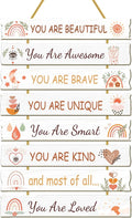 Rutiyoka Boho Wall Art for Girls' Room - Rainbow Inspirational Wood Decor for Kids' Nursery or Toddler Room Sign