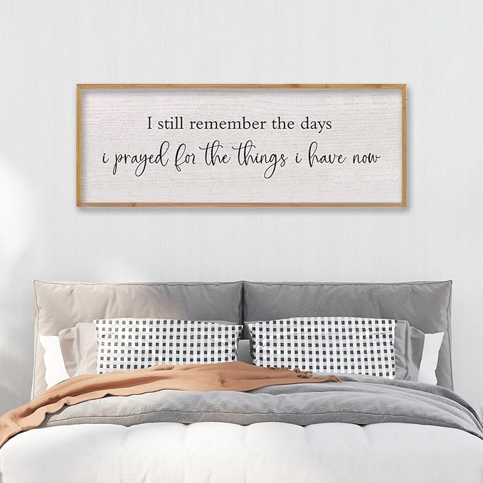 LuZhiQiang Bible Verse Wall Decor I Still Remember the Days I Prayed Sign 40"×15" Christian Grateful Inspirational Religious for Catholic Wall Art Scripture Living Room Religious Wall Hanging (Wood)