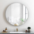 Itrue 30 Inch Round Wall Mirror, Brushed Silver Metal Framed Circle Bathroom Mirror, Silver-Backed HD Glass Vanity Mirror for Over Sink, Modern Decorative Mirror for Living Room, Entryway, Hallway