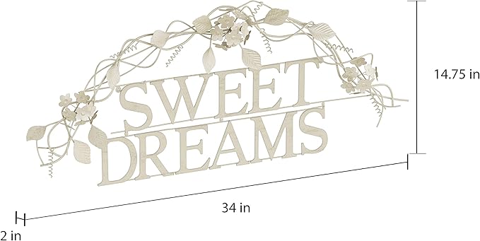 Lavish Home Bedroom Wall Decor - Sweet Dreams Decorative Wall Sign - Home Accent 3D Word Art - Modern Rustic or Vintage Farmhouse Style (White)