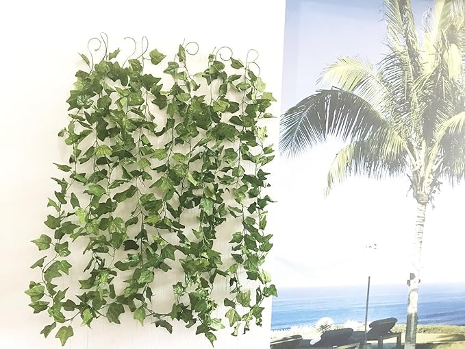 40 Ft Realistic Artificial Ivy Garland - UV Resistant Fake Hanging Vines for Indoor/Outdoor Wedding, Wall, Party, Garden Decor - Pack of 5