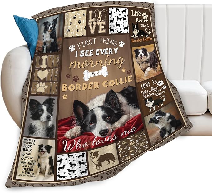 Border Collie Blanket for Girls Women Boys Men Adults Kids Soft Cozy Fleece Dog Pet Throw Blankets Gifts Warm Flannel Plush Lightweight Decor for Couch Bed Sofa 50"X40"