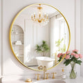 Round Wall Mirror 20 Inch Gold Vanity Mirror with Metal Frame, Modern Circle for Bathroom, Entryway, Bedroom, Living Room, Wall Mounted Decorative Mirrors