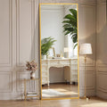 OLIXIS Full Length Mirror for Bedroom, 56"x21" Full Body Mirror with Stand, Hanging or Leaning for Wall, Aluminum Alloy Thin Frame Floor Standing for Living Room, Long, Gold